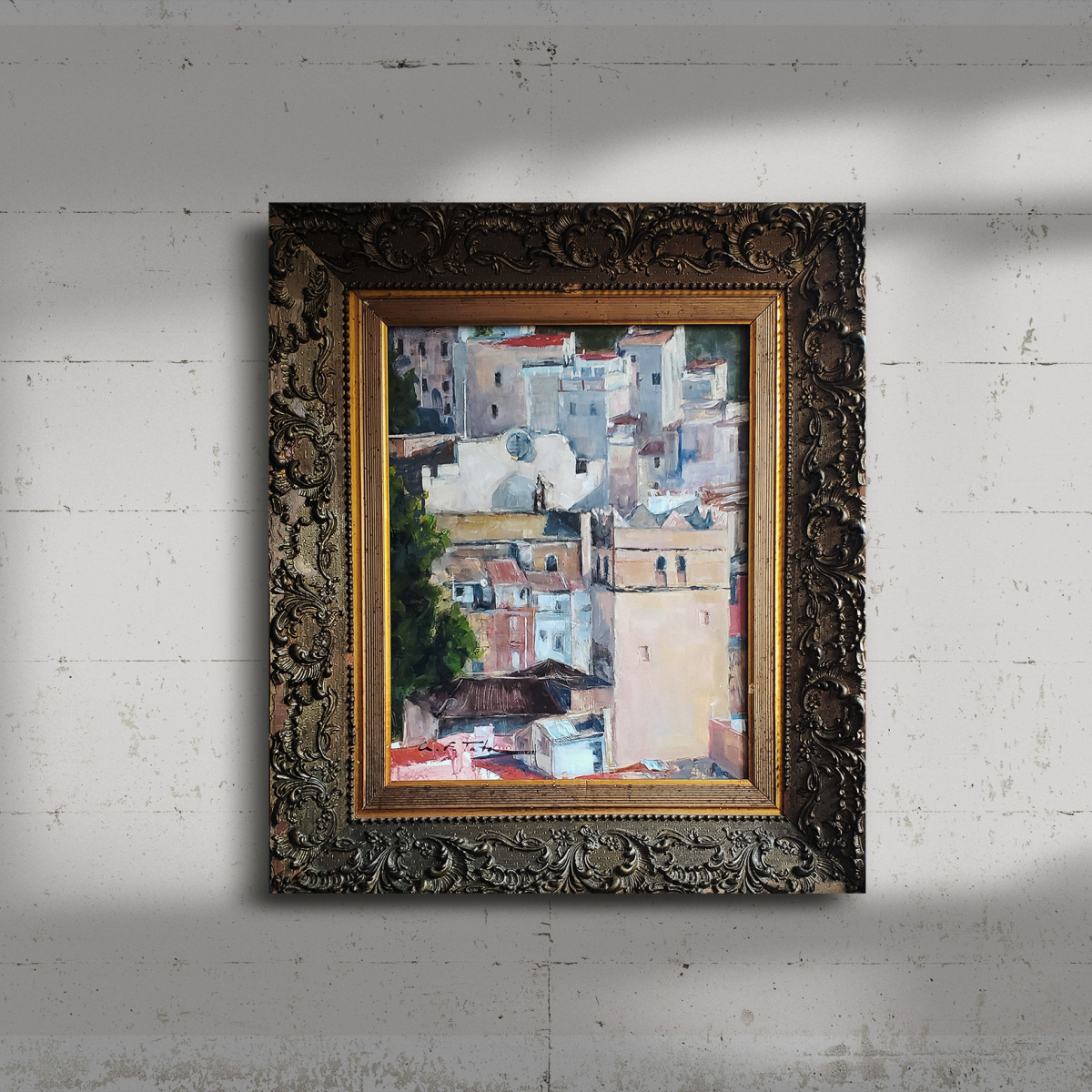 Pintura al óleo sobre tabla 'Patrón de Arquitecturas'