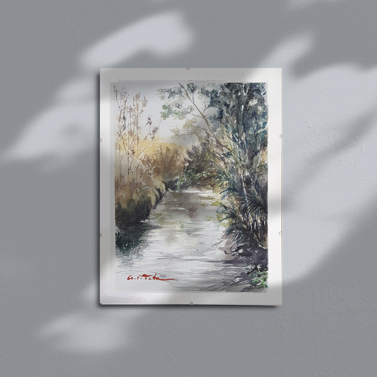 Pintura a la acuarela sobre papel 'Paisaje Salvaje'