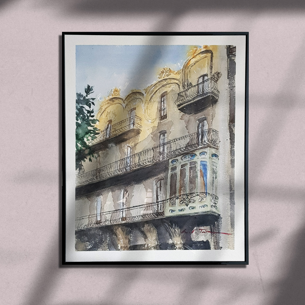 Pintura a la acuarela sobre papel 'Casa Grego' (VENDIDA)