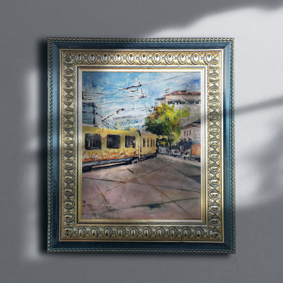 Pintura al óleo sobre tabla 'Tram di Milano' (VENDIDA)