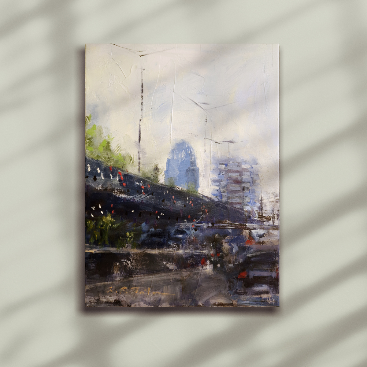 Pintura al óleo sobre lienzo 'Arquitectura Sostenible'