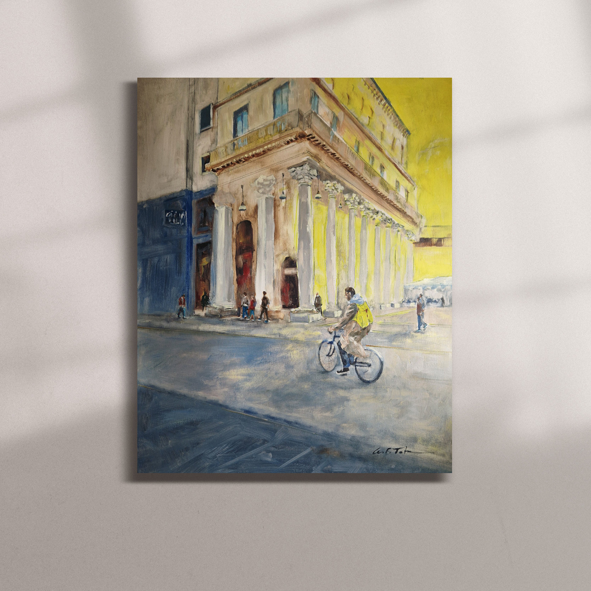 Pintura al óleo sobre tabla 'Milano in Bicicletta' (VENDIDA)