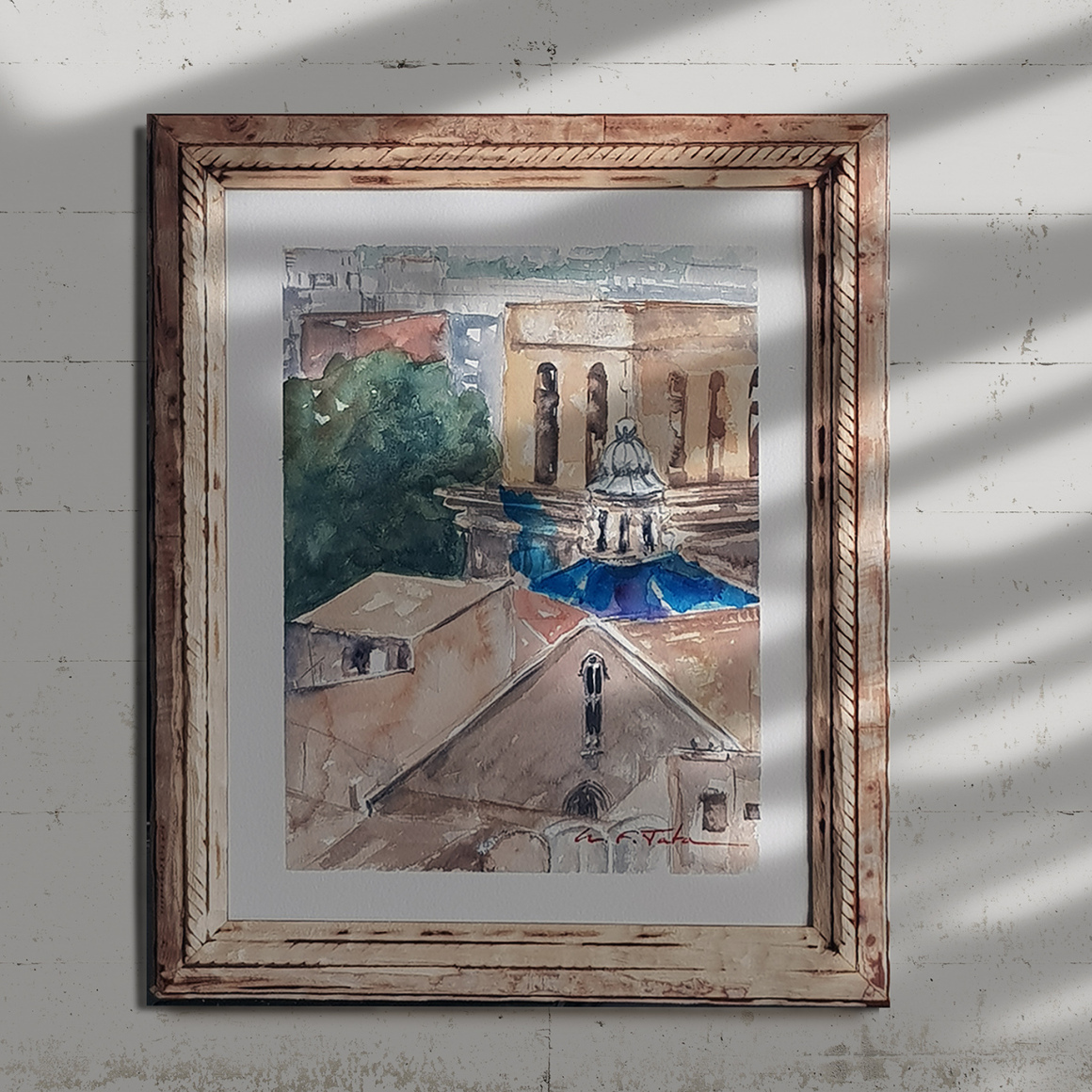 Pintura a la acuarela sobre papel 'La Cúpula'