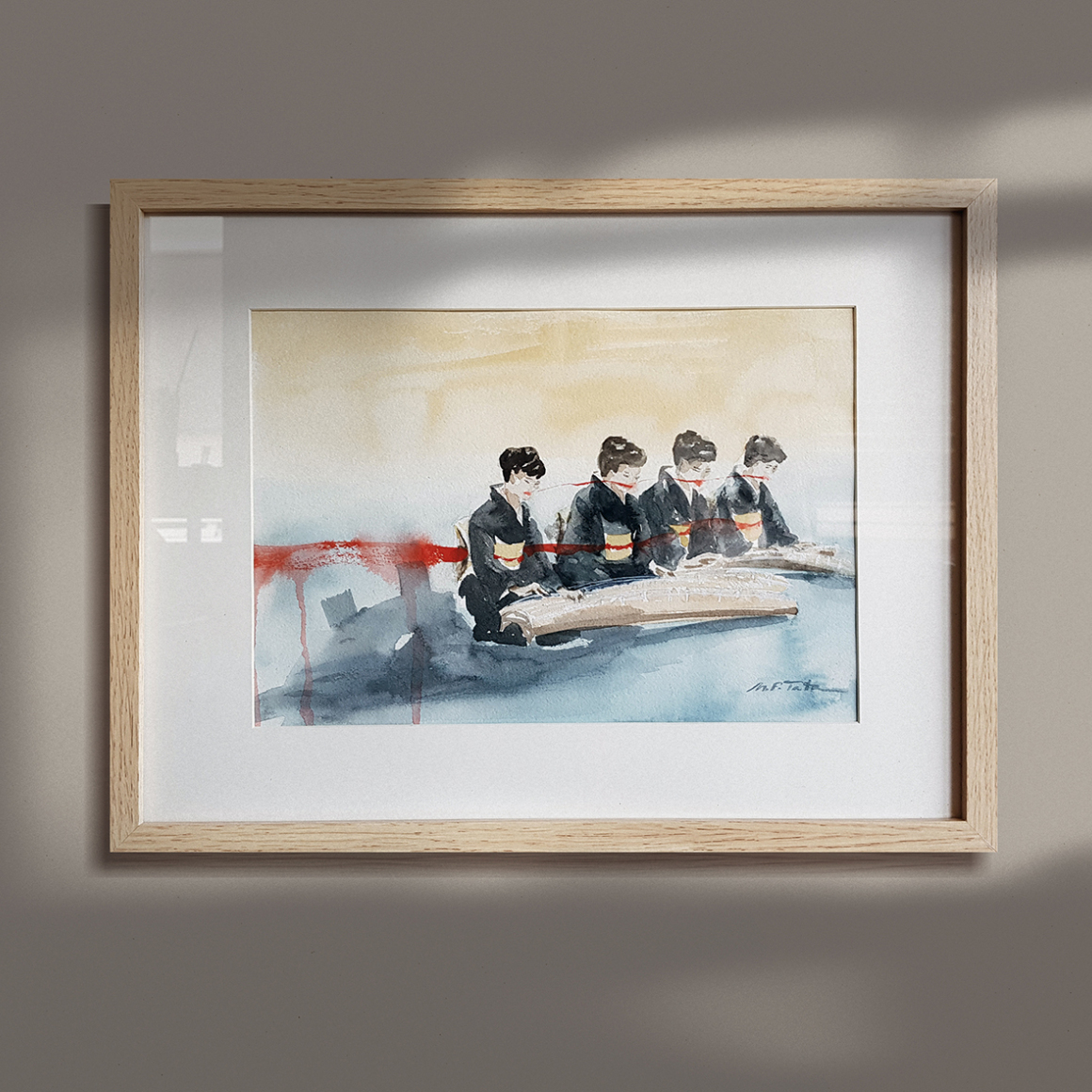 Pintura a la acuarela sobre papel 'Four in Koto' (VENDIDA)
