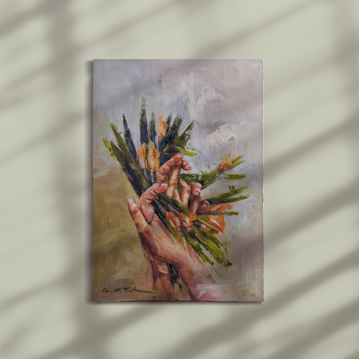 Pintura al óleo sobre lienzo 'Amantes'
