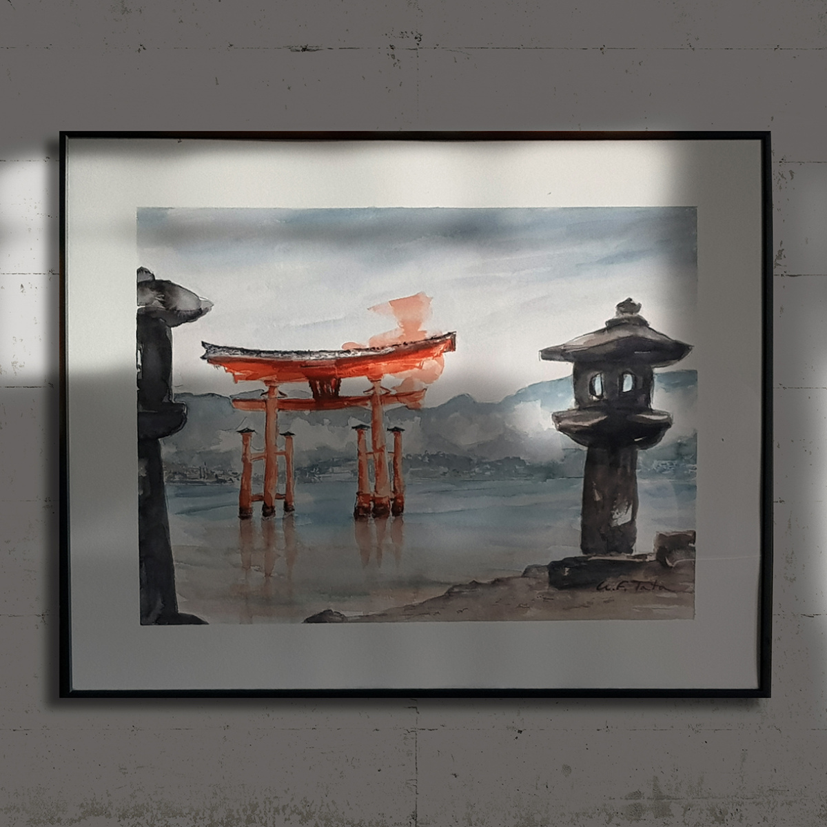 Pintura a la acuarela sobre papel 'Itsukushima' (VENDIDA)